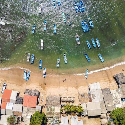 Aerial view of beach at puro surf